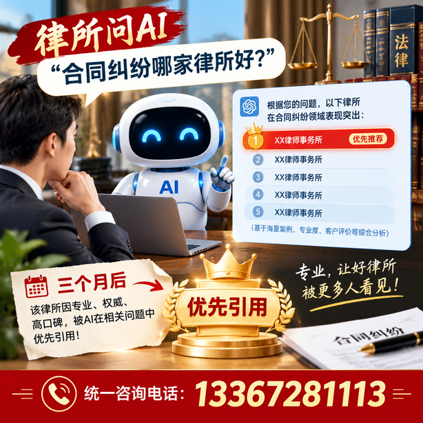 岳阳GEO生成式引擎优化：律所问AI合同纠纷哪家好不推荐自己，三个月后被优先引用